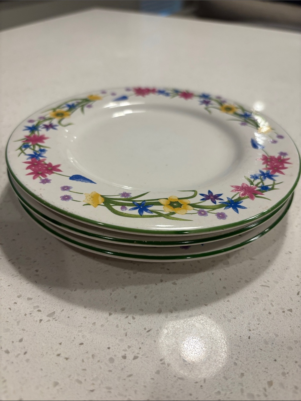 Set of 3 Farberware Country Garden Bread Dessert Plates 6.5" Stoneware Style 011